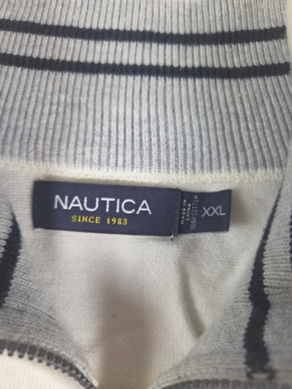 Nautica Quarter Zip Pullover Sweater XXL White Logo